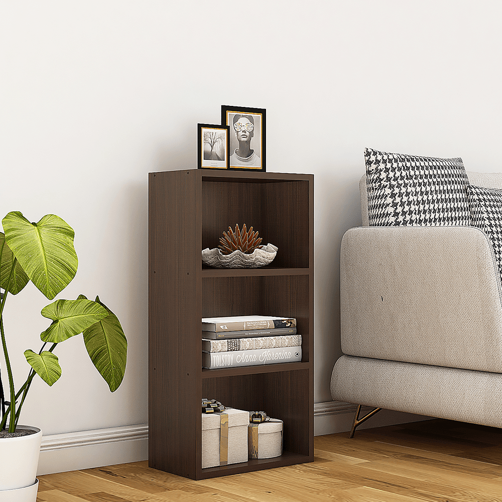 Matrix Bookcase / Home Decor / Storage Shelves / Kids Book Rack (3-Tier, Acacia Walnut)