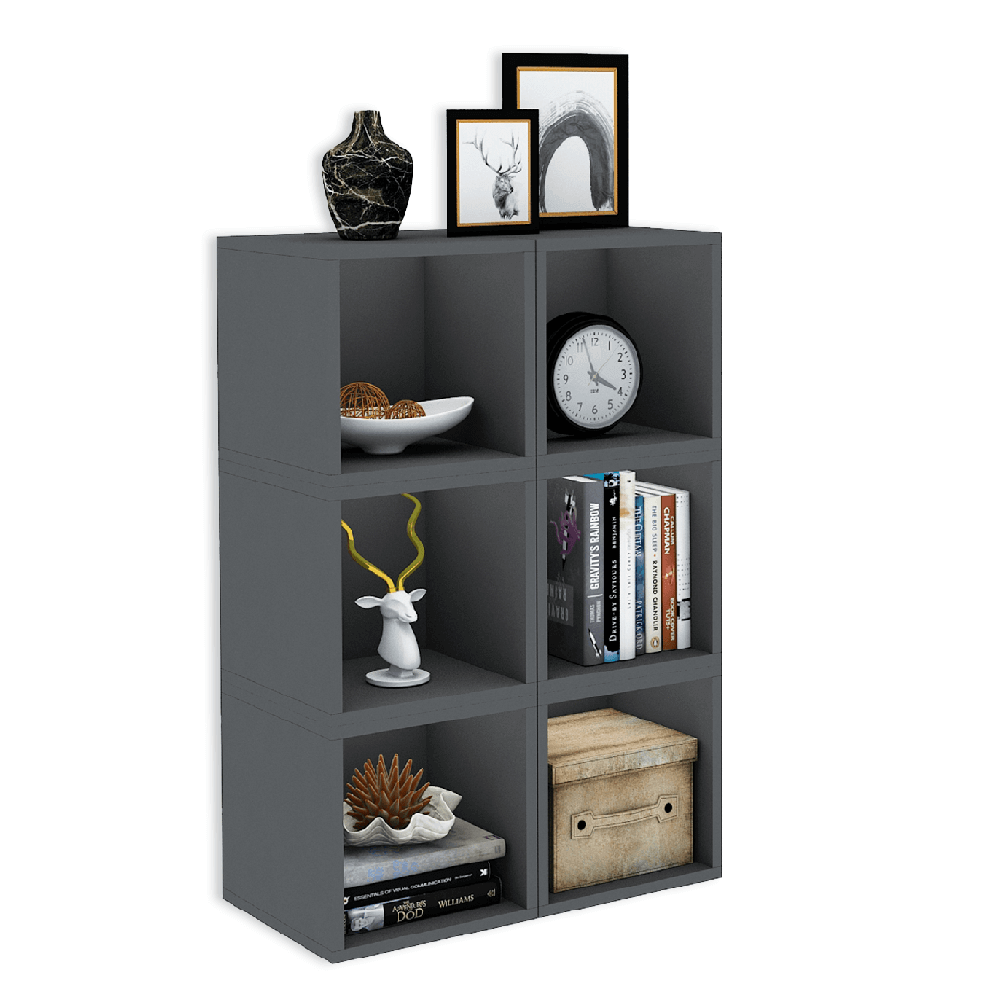 Cubox Bookshelves, 30 x 30 cm, Set of 2, Slate Grey