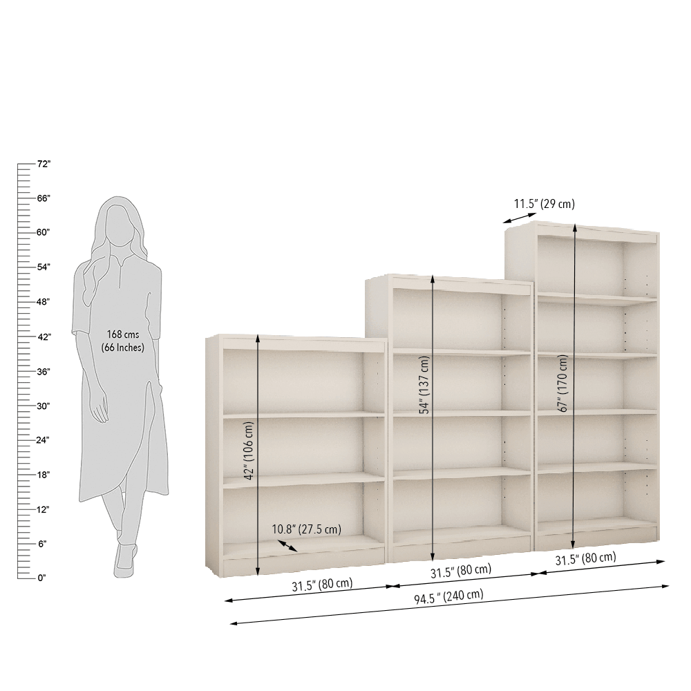 Alpha Bookcases Shelves, Set of 3, Frosty White *Installation Included* - A10 SHOP