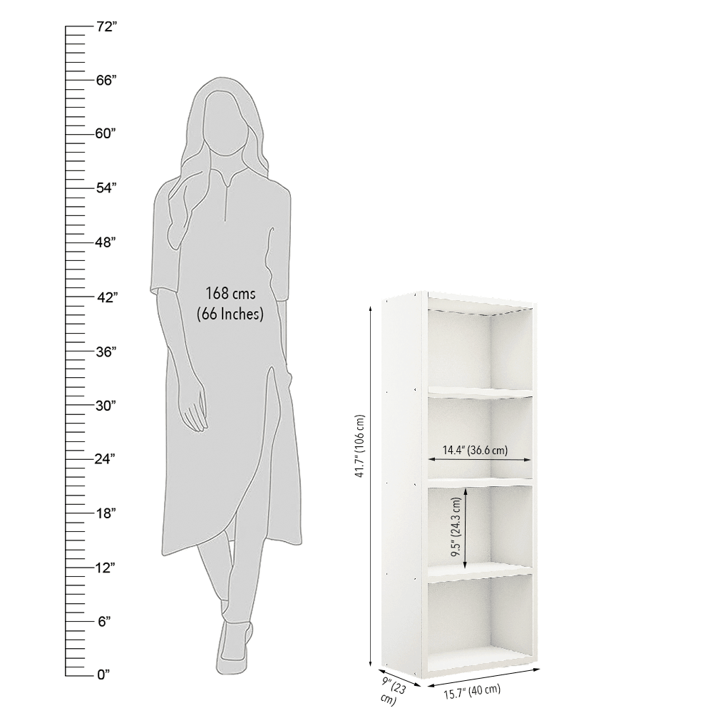 Matrix Bookcase / Home Decor / Storage Shelves / Kids Book Rack (4-Tier, Frosty White)