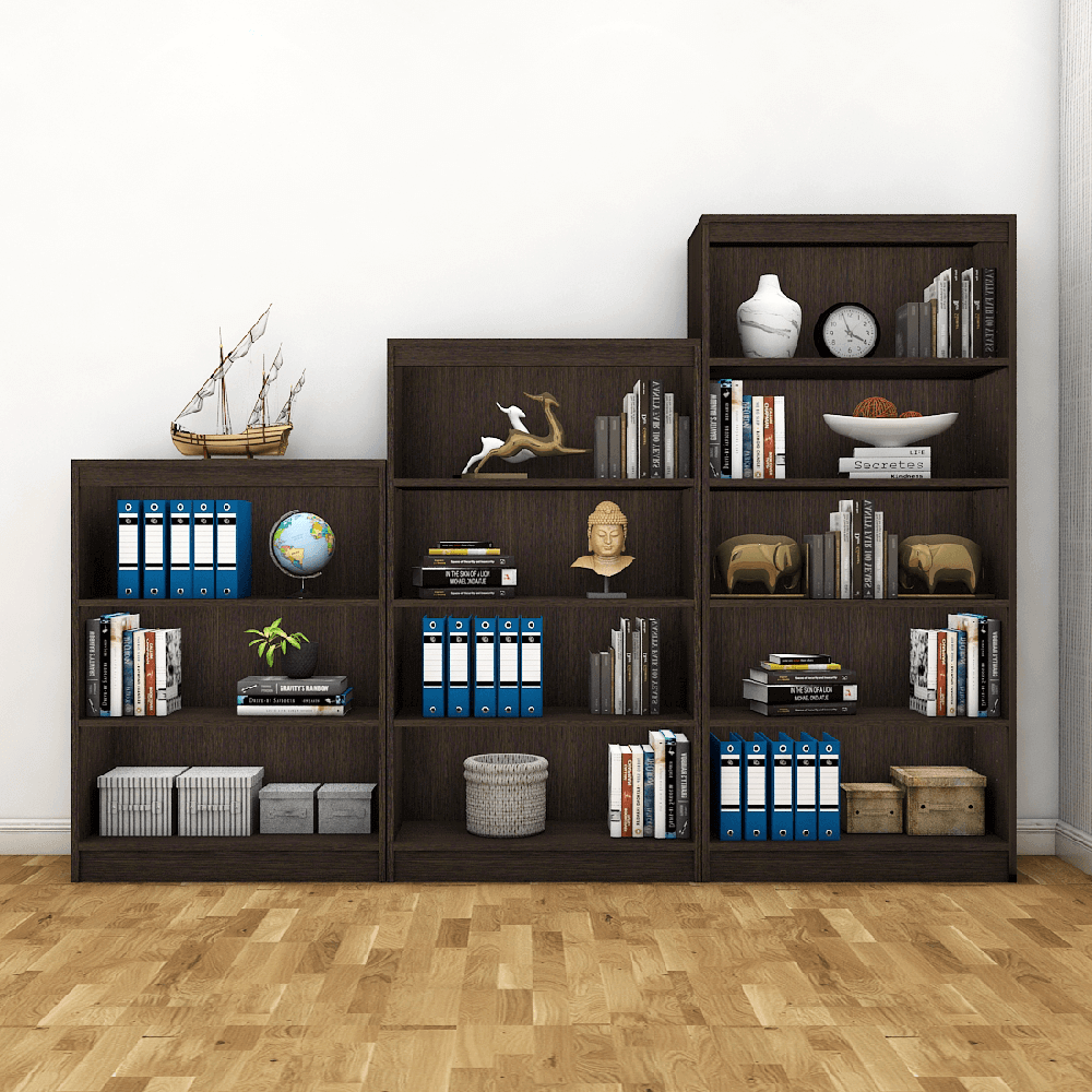 Alpha Book shelves/ racks, Set of 3, Classic Wenge *Installation Included* - A10 SHOP