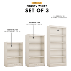 Alpha Bookcases Shelves, Set of 3, Frosty White *Installation Included* - A10 SHOP