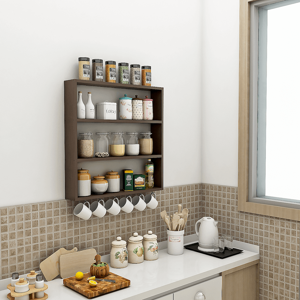 Kratos Multipurpose Kitchen Storage Rack Shelf with 4 Shelves- Acacia Walnut