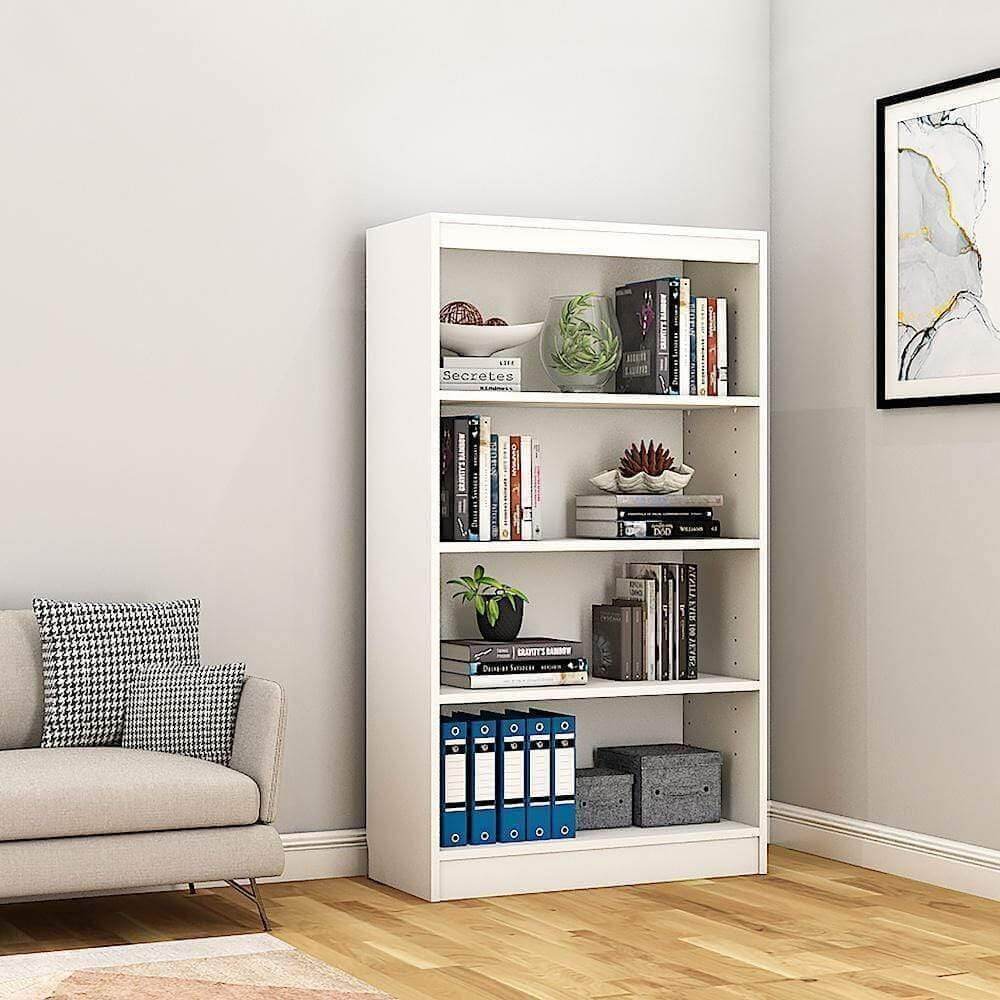 Alpha Bookcase, 4 shelves, 54" high, Frosty White *Installation Included* - A10 SHOP