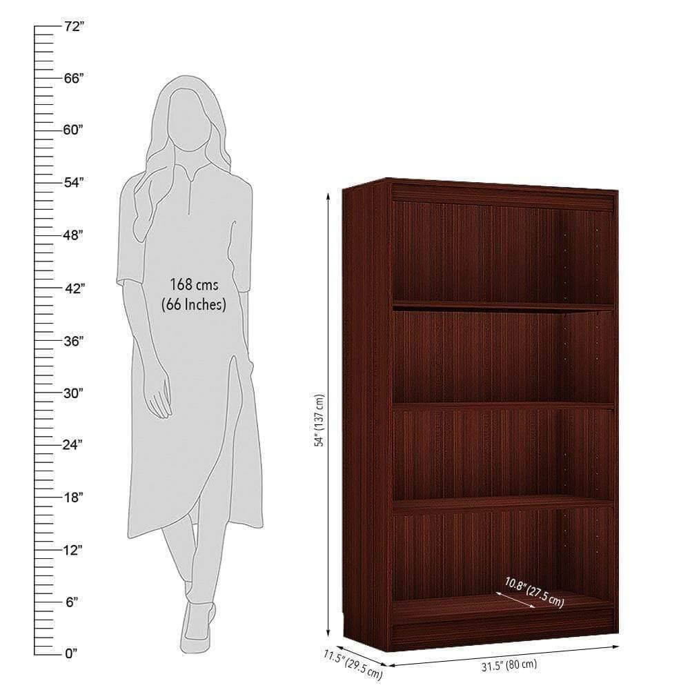 Alpha Bookcase, 4 shelves, 54" high, Mahogany *Installation Included* - A10 SHOP