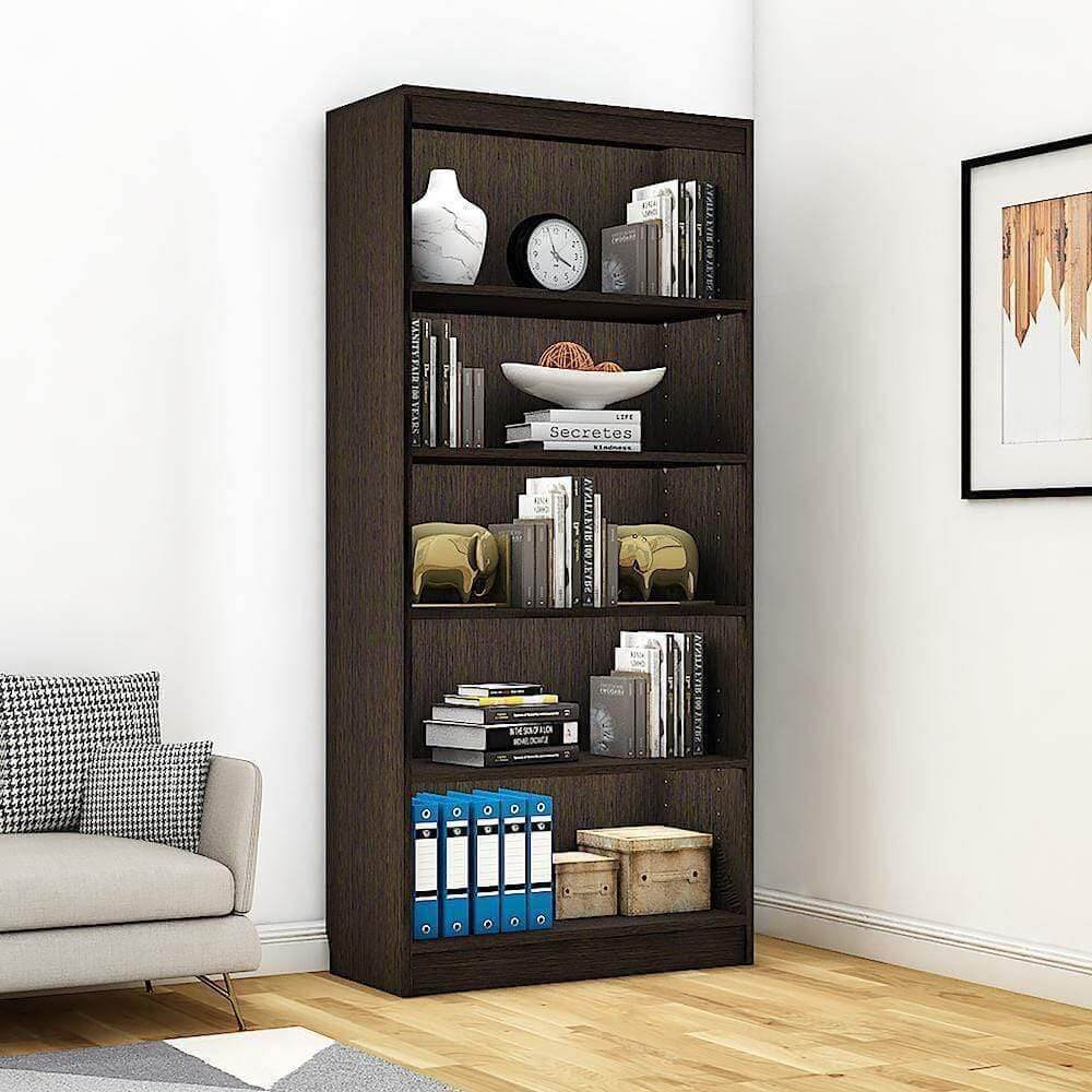 Alpha Bookshelf, 5 shelf, 67" high, Classic Wenge *Installation Included* - A10 SHOP