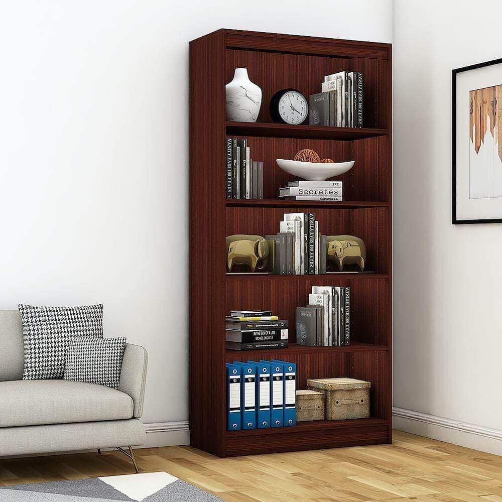 Alpha Bookshelf, 5 shelves, 67" high, Mahogany *Installation Included* - A10 SHOP