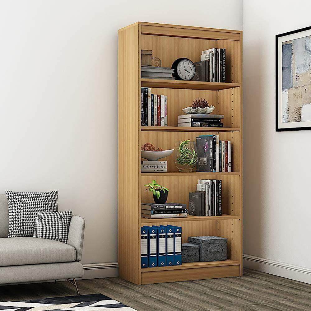 Alpha Bookshelf, 5 tier, 67" high, Misty Oak *Installation Included* - A10 SHOP