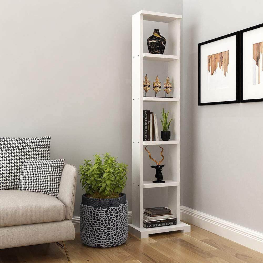 Alpha Lite Bookshelf with 5 shelves, 54 inch high, Frosty White - A10 SHOP