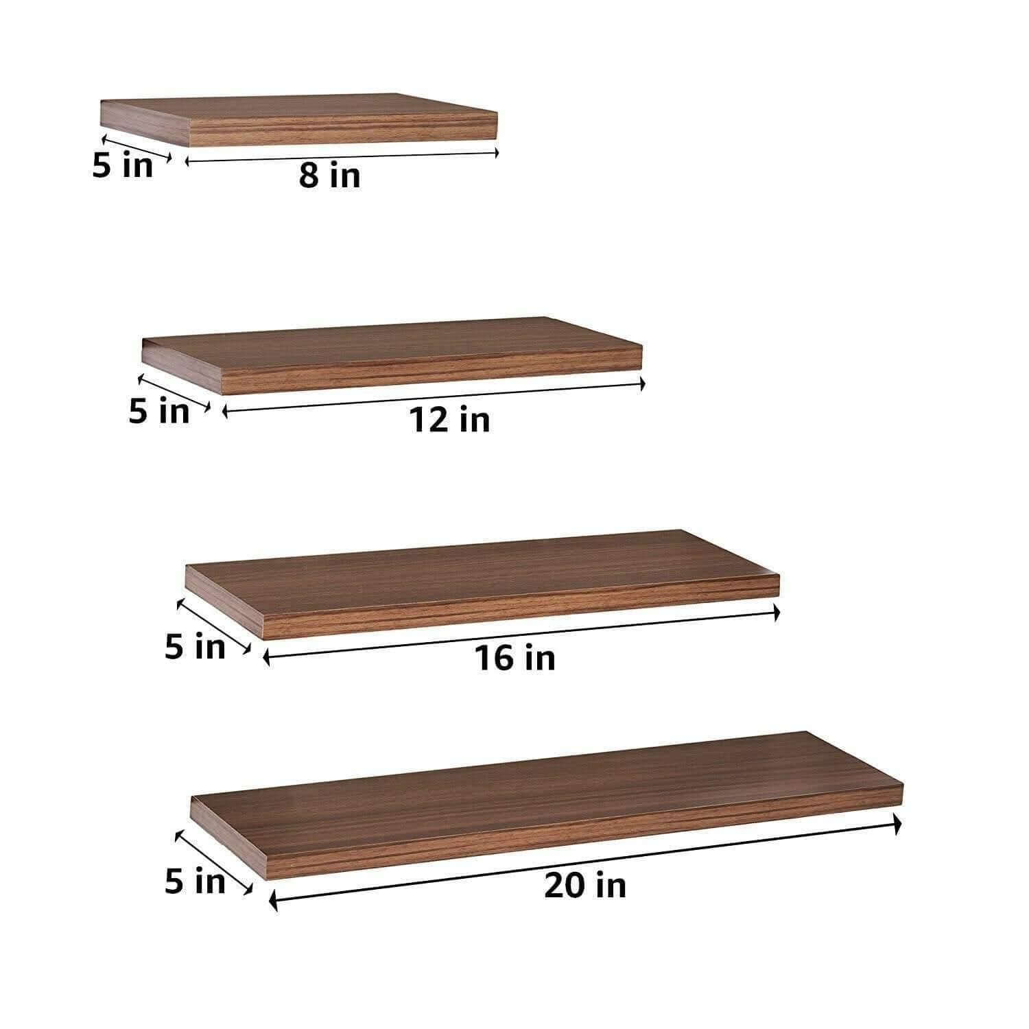 Delta S1 Home Decor Wall Shelf (Set of 4, Walnut) - A10 SHOP