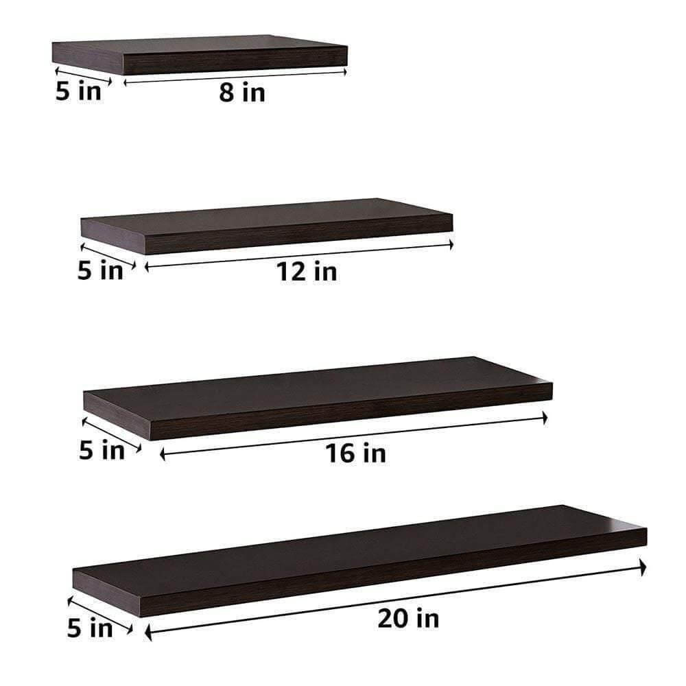 Delta S1 Home Decor Wall Shelf Racks (Set of 4, Wenge) - A10 SHOP