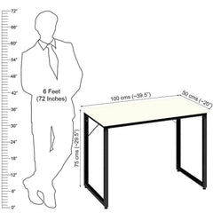 Helios T100 Modern Study Table (100 cm x 50 cm, Frosty White) - A10 SHOP