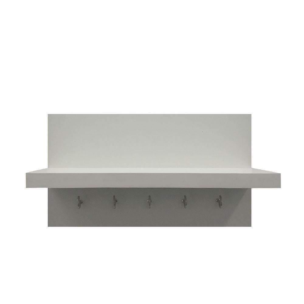 Omega 6 Wall Mounted Decor Shelf with Key Hooks- Frosty White Finish Decor - A10 SHOP