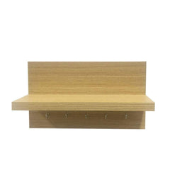Omega 6 Wall Mounted Decor Shelf with Key Hooks- Oak Finish Decor - A10 SHOP