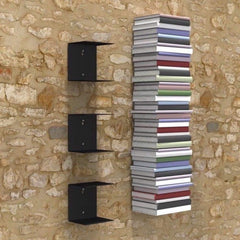 Zeta Metal Shelves Invisible Wall Mount Bookshelves- Black (Set of 3) Storage Units - A10 SHOP