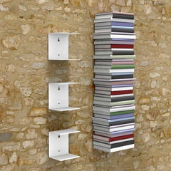 Zeta Metal Shelves Invisible Wall Mount Bookshelves- White (Set of 3) Storage Units - A10 SHOP